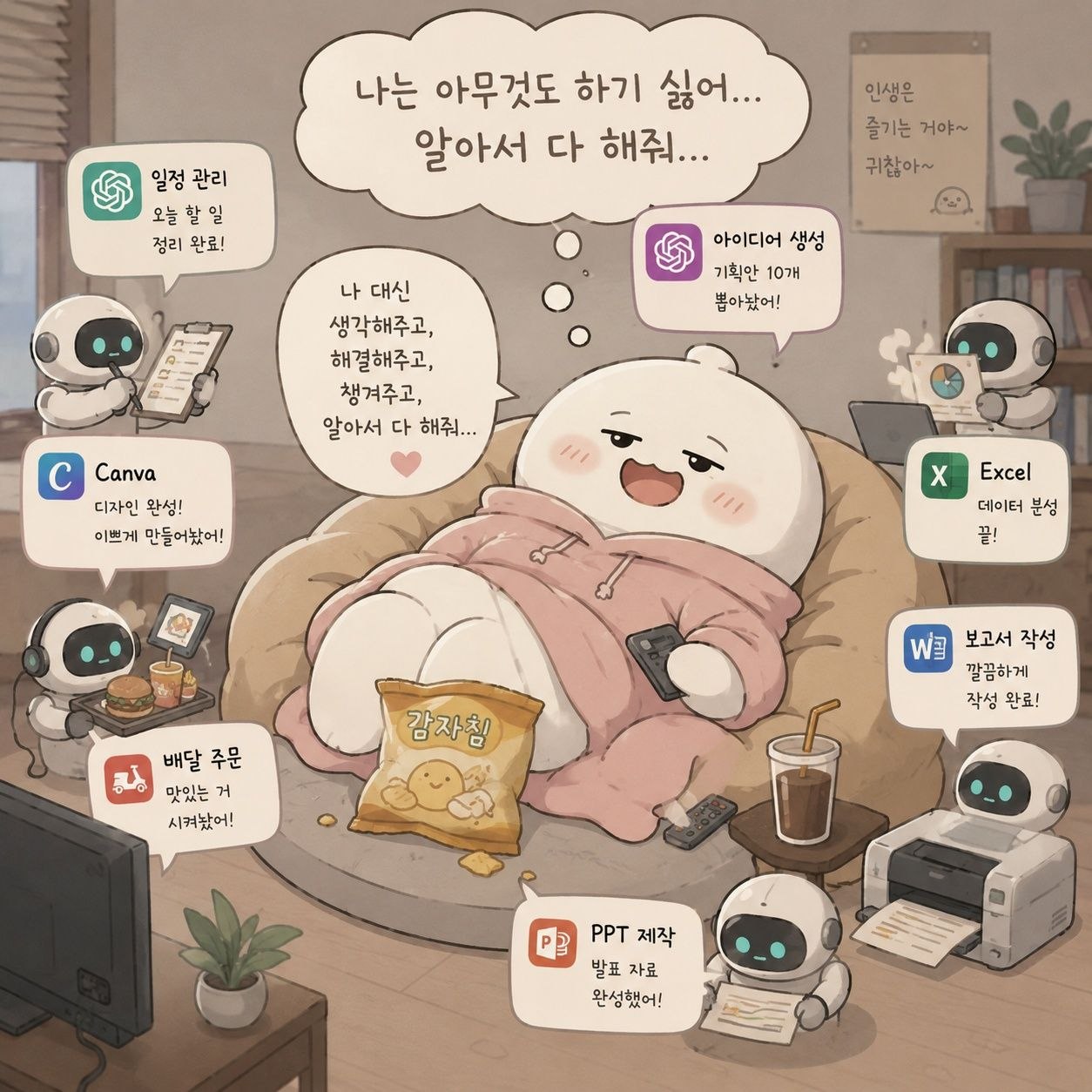 나는 아무것도 하기 싫어... 알아서 다 해줘